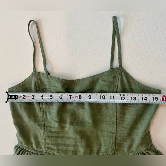 aerie Olive Green/Sage Dress Small Petite Pockets Linen Blend - Picture 9 of 14